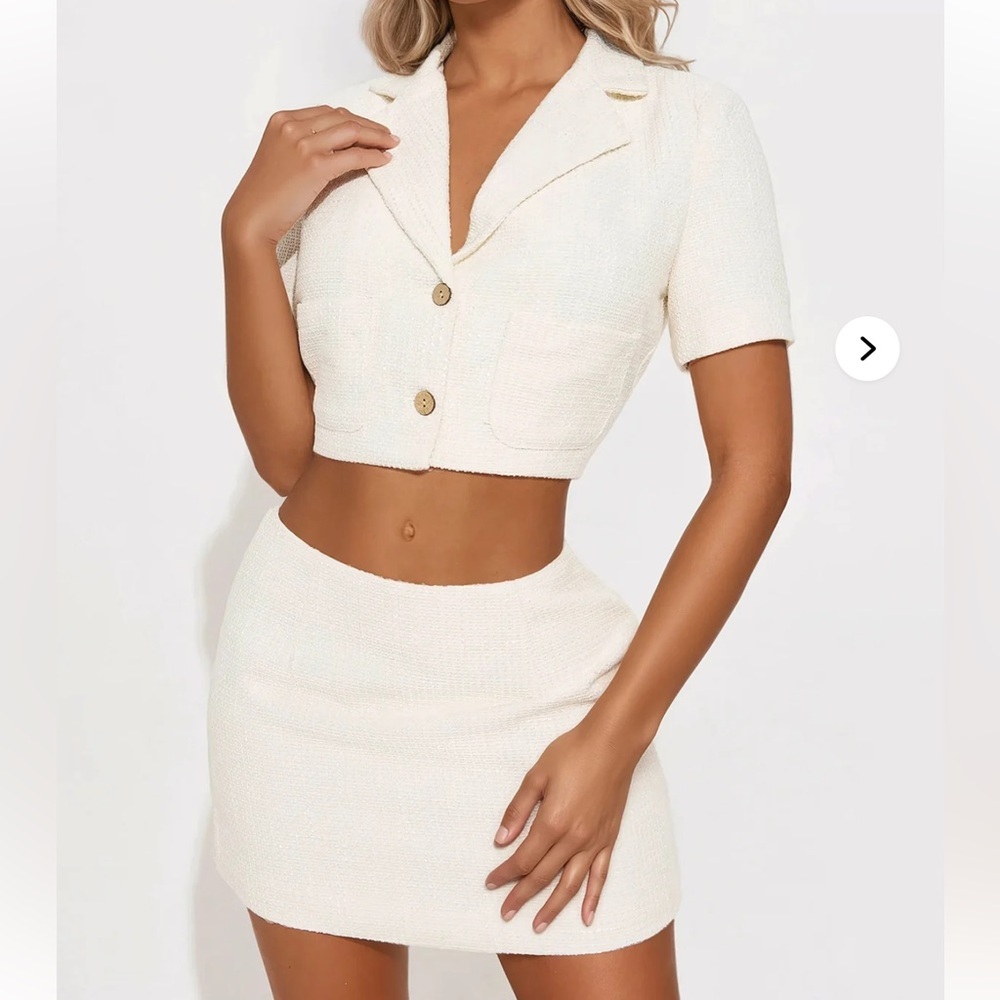 Fashion Nova Ivory Short Sleeve Blazer